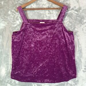 J. JILL Soft Stretch Crushed-Velvet Tank Top Flowy Square Neck Purple Size XL